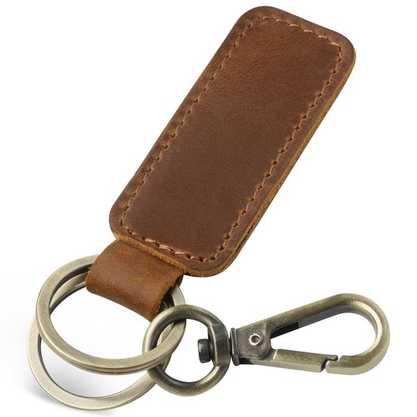 Genuine Leather Car Keychain - Universal Key Fob Holder for Men &amp; Women