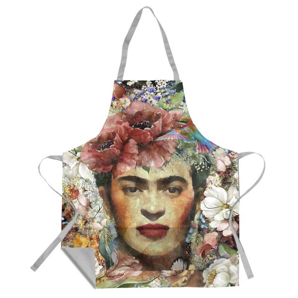 Frida Kahlo Faces with Butterfly Mixed Flower Apron by Mark van Vuuren