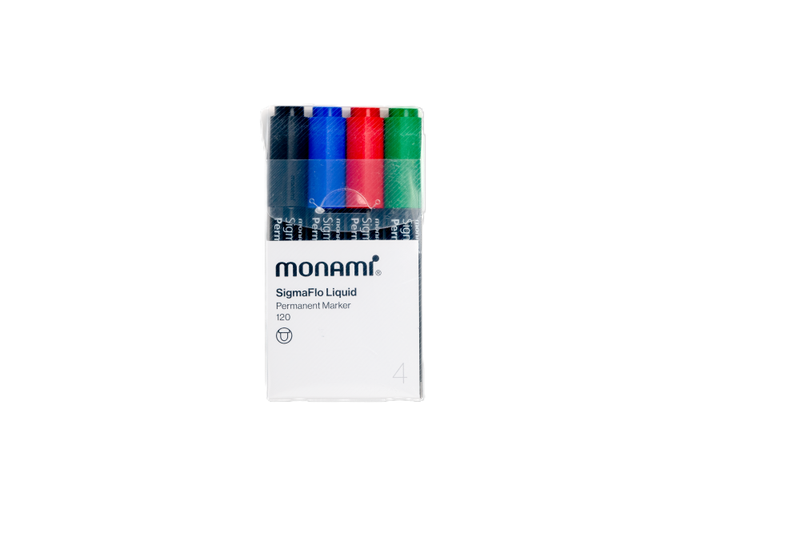 MONAMI Permanent Marker - SigmaFlo 120 Bullet Assorted 4's