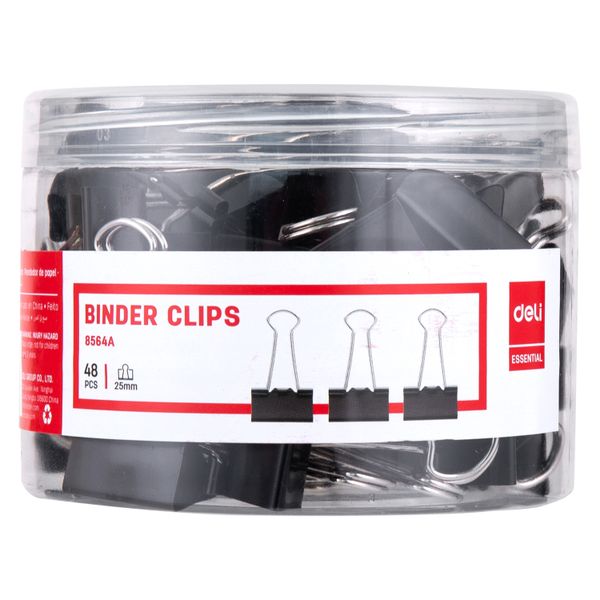 Deli 25mm Foldback Clips Black 48PCs