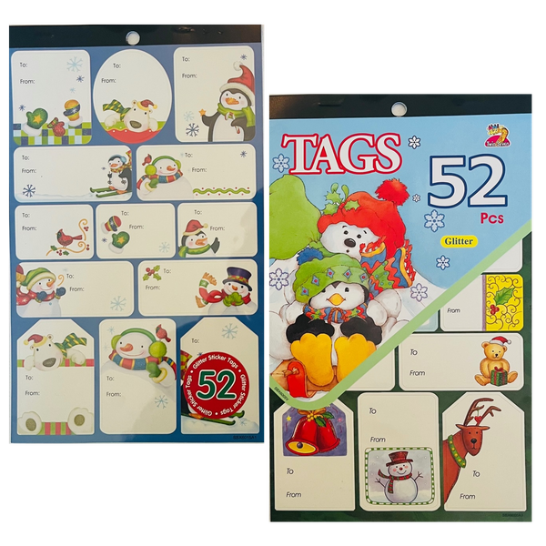 Christmas Glitter Gift Tag Stickers 52 Piece (Pack of 2)