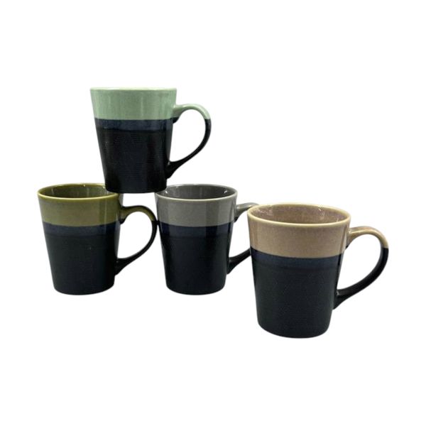 4 Set 3 Colour Toned Coffee Mug 400ml