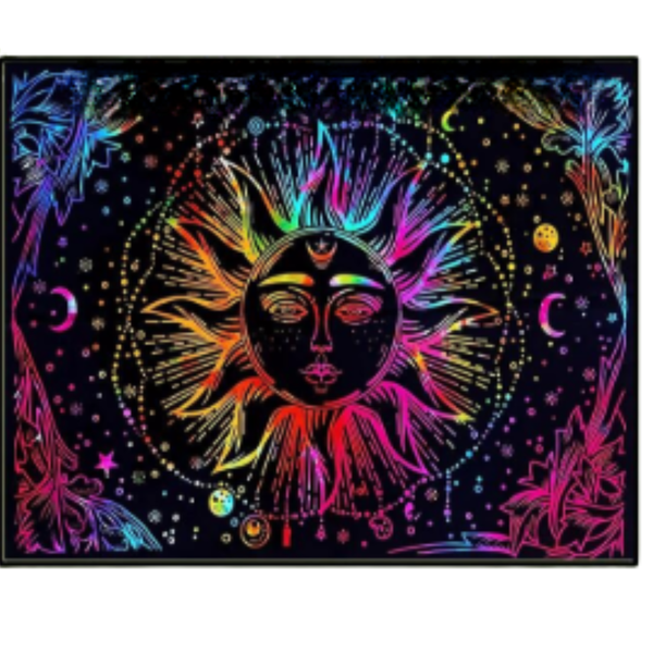 Abstract Sun Print UV-Reactive Tapestry (100x150cm)