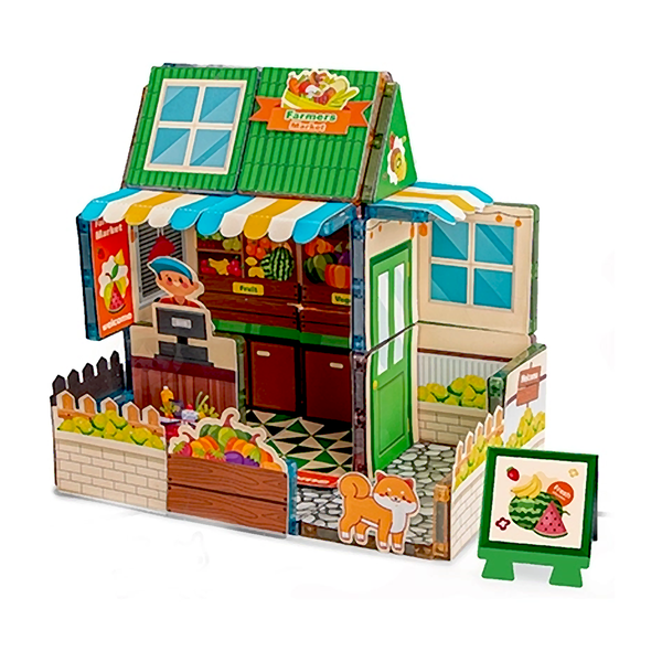 Fruit Shop Theme Magnetic Building Tiles Set,Magnetic Blocks 3D STEM Toys
