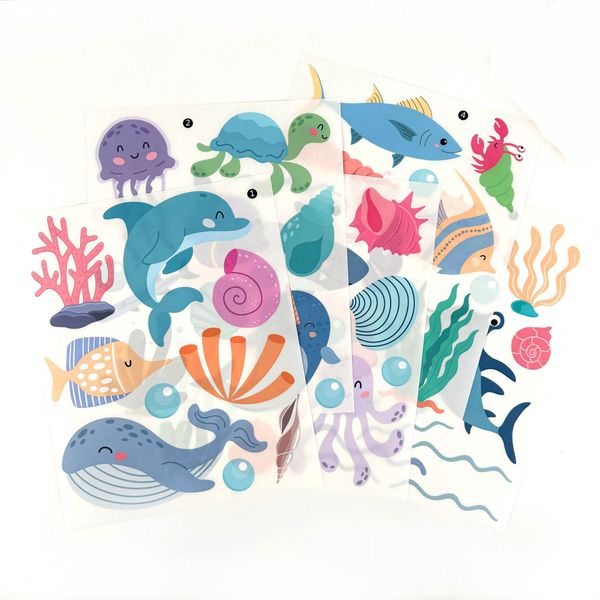 Ocean Animal Wall Stickers-Adhesive Cartoon Sea Life Decor for Kids' Rooms