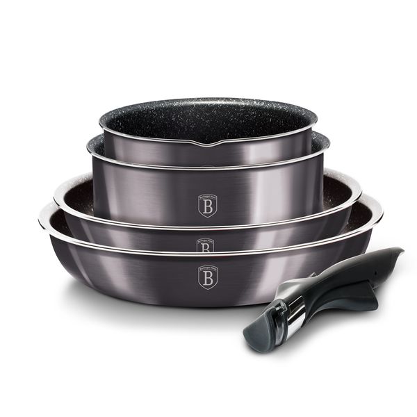 Berlinger Haus 9-Piece Stackable Cookware Set with Smart Lid - Carbon Pro