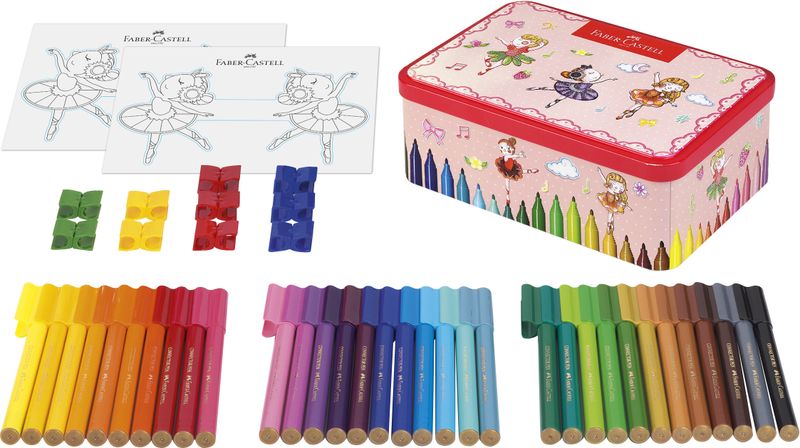 Connector felt tip pen set Ballerina : 33 Connector felt tip pens +10 clips