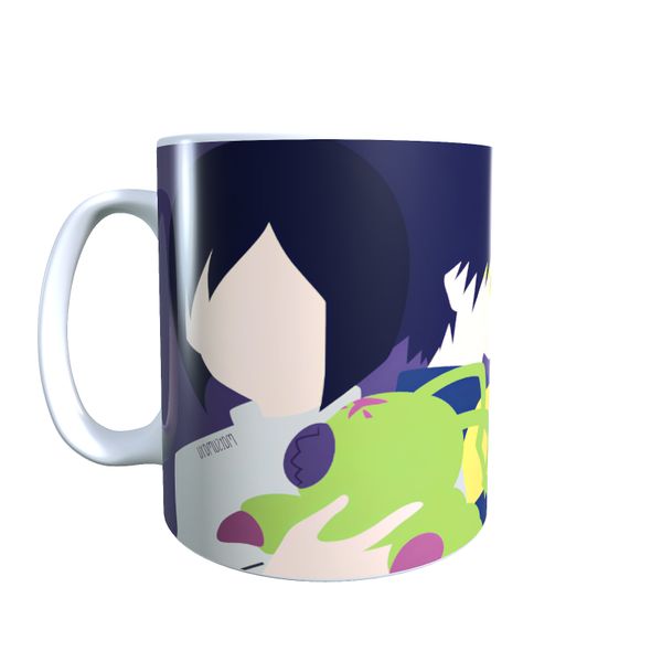 Ken &amp; Wormmon Minimal - Digimon Themed Coffee Mug