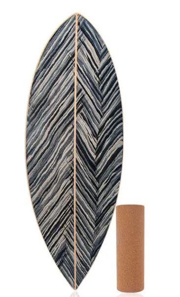 Eco-friendly Wooden Balancing Board With Fitness Cork Roller - Black