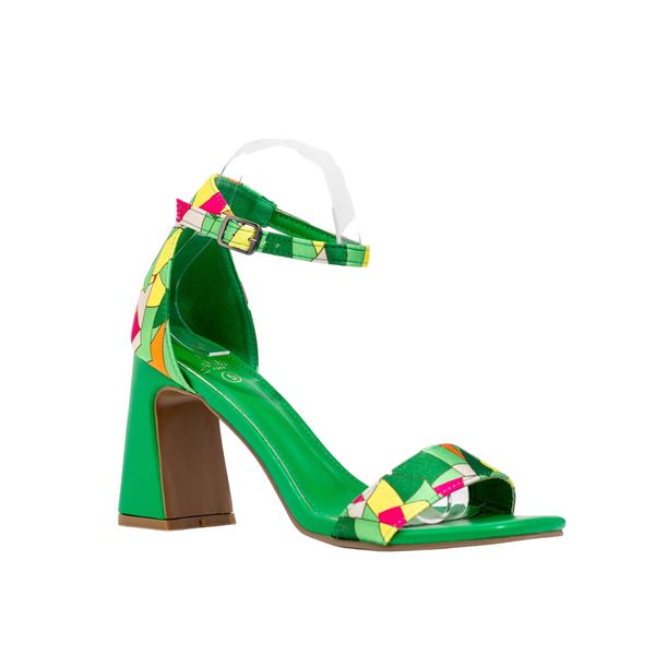 Lamara Paris Minal One Band Multi Sandal On 9cm Block Heel Green