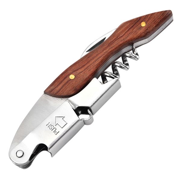 Corkscrew Wine Opener - Professional Stainless Steel with Rosewood Handle