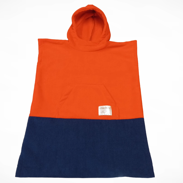 Kids Microfiber Changing Poncho - Orange &amp; Navy