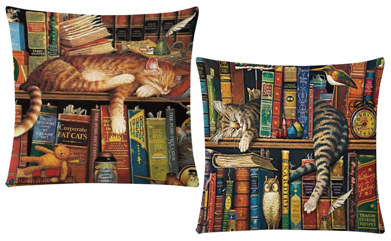 MamaMia - Throw Cushion Pillow Cover Set Of 2 -Sleeping Cat Cover Only