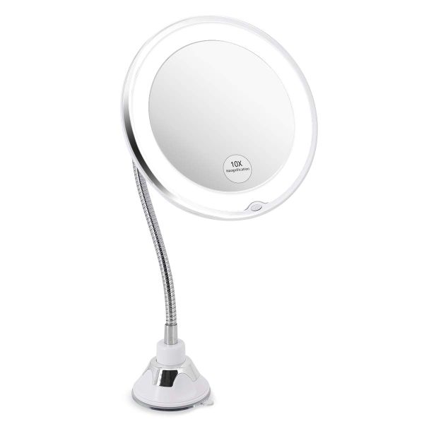 Led 10X Magnifying Makeup Mirror Lighted Vanity Bathroom Round Mirror