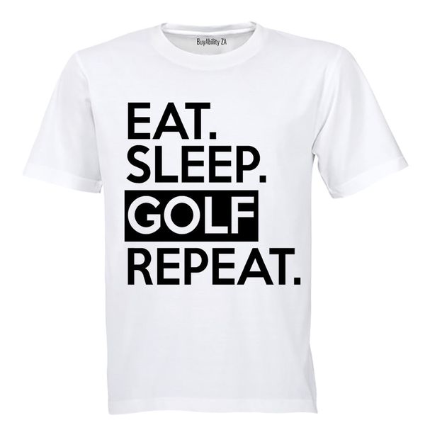 Eat - Sleep - GOLF - Repeat - Mens - T-Shirt - White