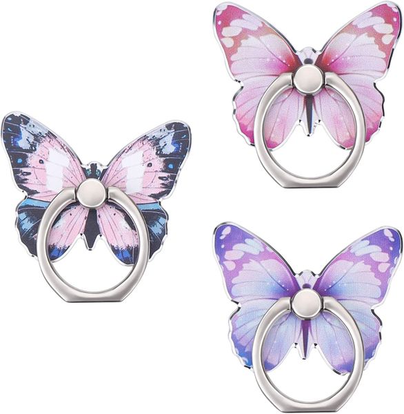 3PCS Butterfly Cell Phone Ring Stand Holder, Cute Metal Finger Stand Ring