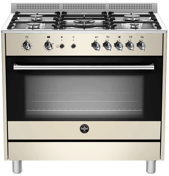 La Germania Rustica Full Gas Stove 5 Gas Burners Gas oven &amp; Gas Grill Cream