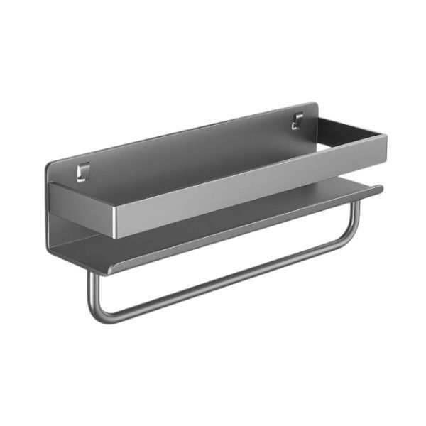 Wall-Mounted Kitchen Storage Rack with Towel Bar - 40cm - Silver