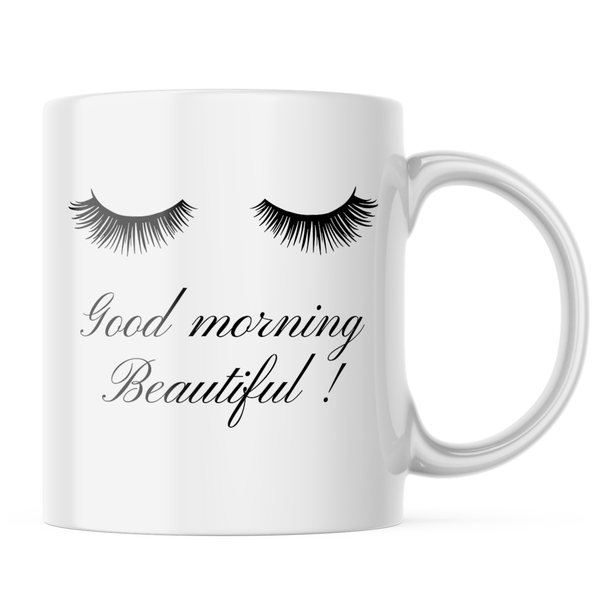 Ceramic Good morning beautiful Mug - White - 11 OZ