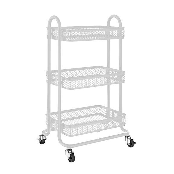 Storage Rack 3 Wire Mesh Shelves on a Metal Frame on Casters, 455x345mm