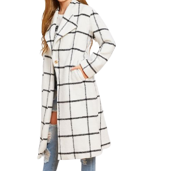 Girls Grid Print Polyester Regular Coat
