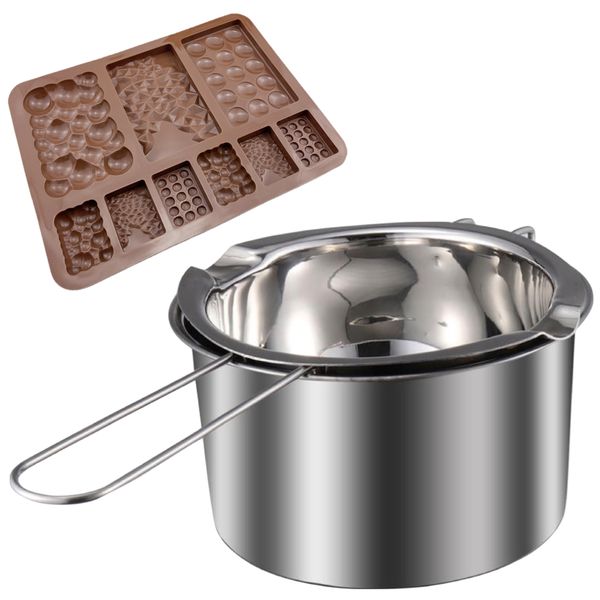 Kitchen Double Boiler Melting Pot With Silicone Chocolate Slab Mould - Cool