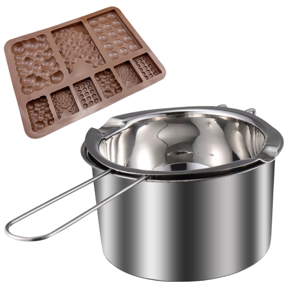 Kitchen Double Boiler Melting Pot With Silicone Chocolate Slab Mould ...