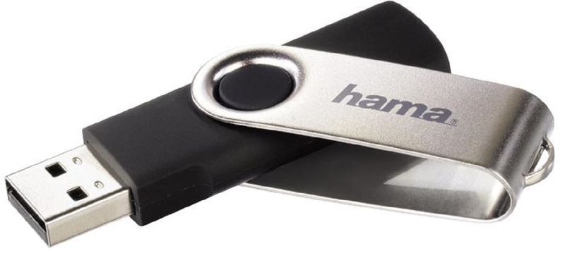 Hama (90891) Rotate USB 2.0 Flash Drive, 8GB 10 MB/s, Black/Silver