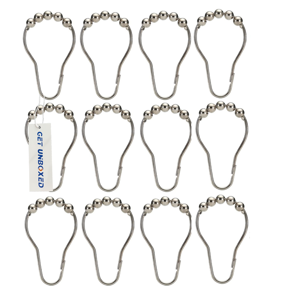 KHASA Shower Curtain Hooks - Chrome Plated - 12 Pieces