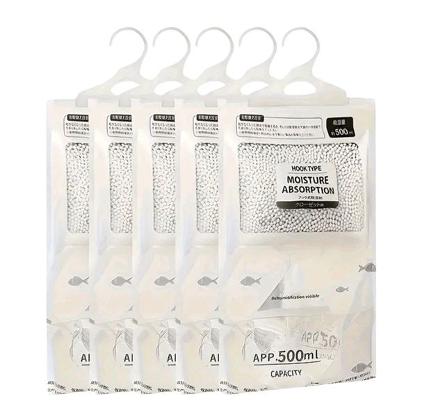 Hanging Moisture Absorbers - Luxury 5-Pack for Closet, Dorm &amp; Home Freshness