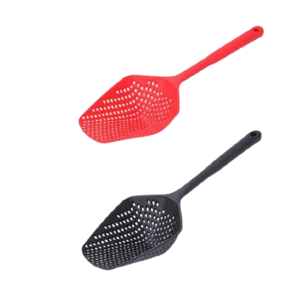 Kitchen Nylon Strainer Scoop Colander - Pack of 2 (Red and Black)