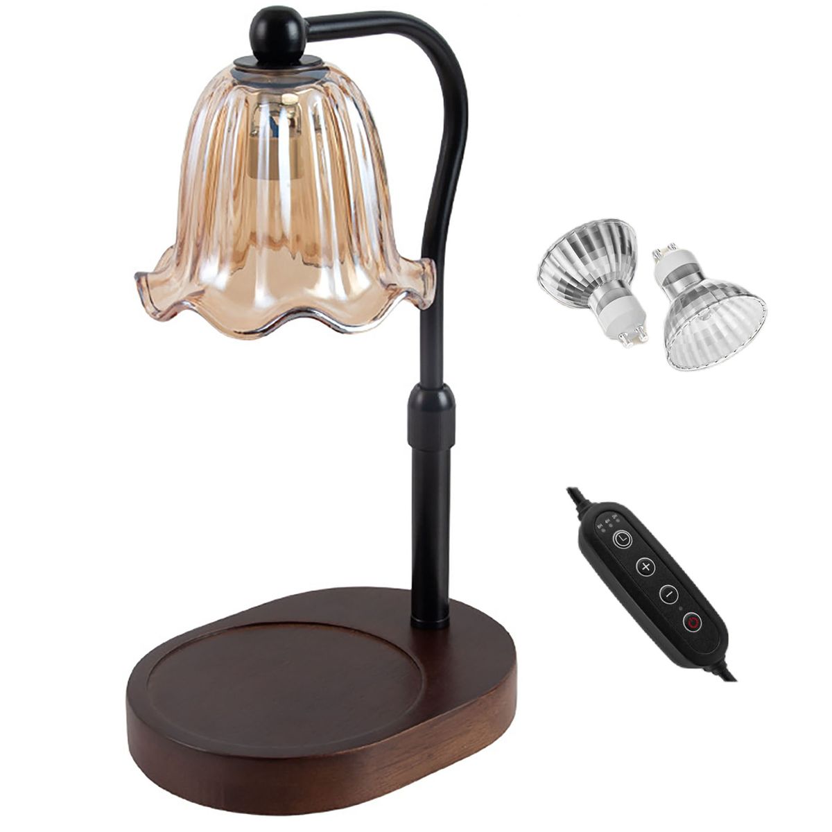 Electric Candle Warmer Lamp Wax Melt Scented Lamp with 2 Bulbs & Timer