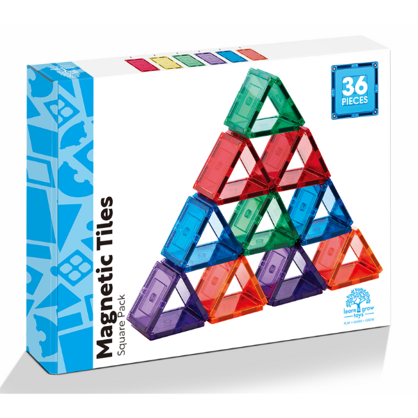 Learn and Grow Magnetic Tiles - Small Square Pack - 36 Piece