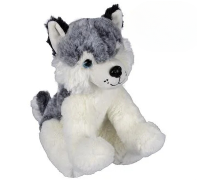 Kids Teddy - 30cm Grey/White Husky Dog