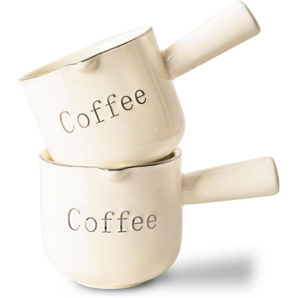 Espresso Cups, Ceramic Measuring Cup, 90ML Cup with Handle, Shot Cup with V
