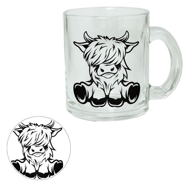 Babay Highlander - Clear Glass Printed Mug &amp; Coaster Set
