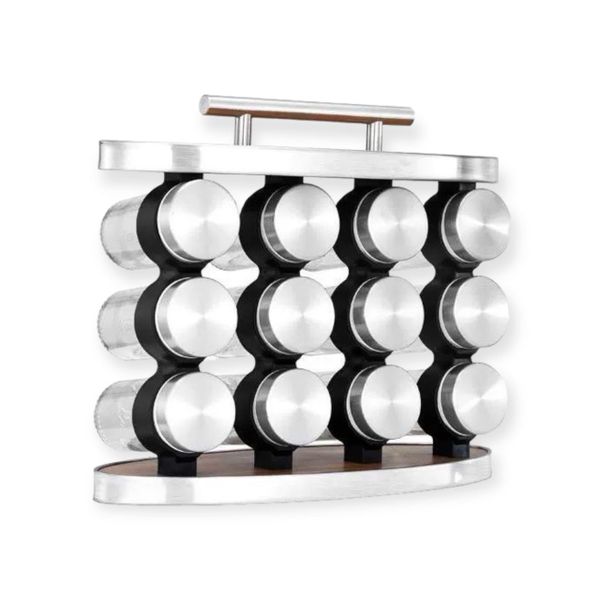 Stainless Steel Revolving Spice Rack 12 Jars Spice Organizer with Stand