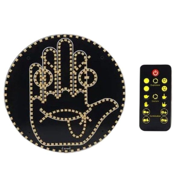LED Hand Gesture Light with Emoticons &amp; Remote - Black