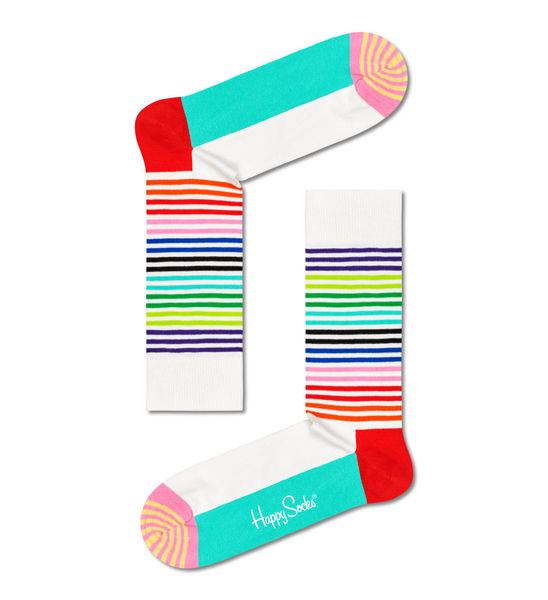 Half Stripe Sock - White