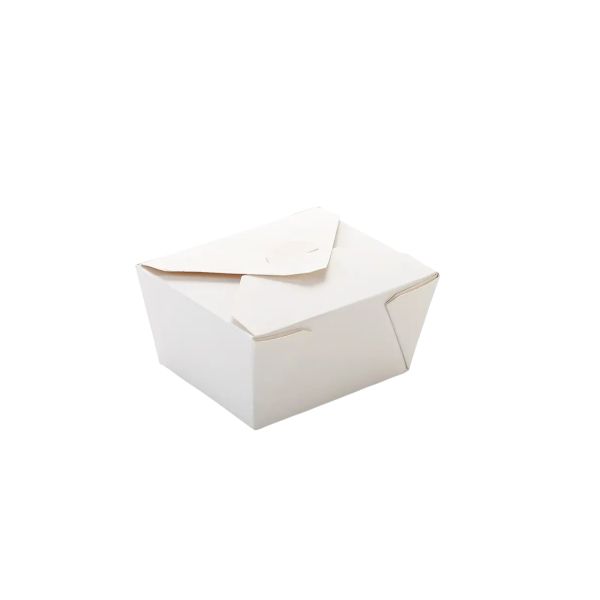Disposable Recycle Food Paper Lunch Box No 1 - White - 50 Pack