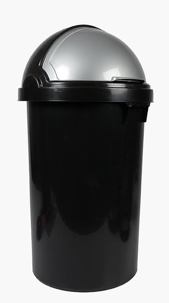Flip Top Refuse Bin - Silver and black