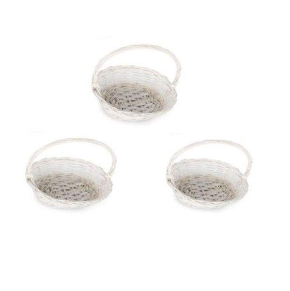 White Woven 30cm Storage and Decoration Ratan Baskets (Containers)-Set of 3