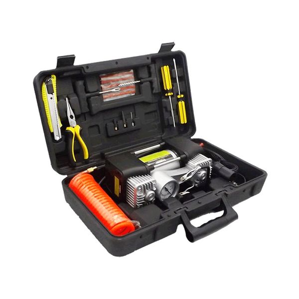 Portable Metal Double Cylinder Air Compressor &amp; Tool Kit-RBE -205JH
