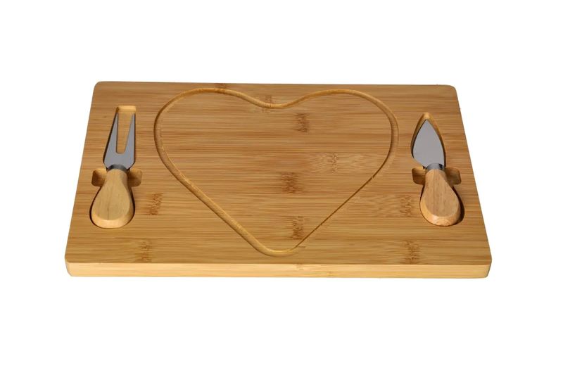 Love Rectangular Bamboo Cheese Serving and Cutting Board Set 29.9cm 3 Piece