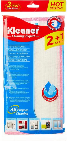 Kleaner Cleaning Towel Kitchen 30 x 30 cm (Pack of 3)