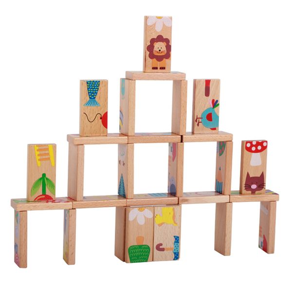 Educational Wooden Domino Animal Puzzles Kids Toy Set - 28 Piece