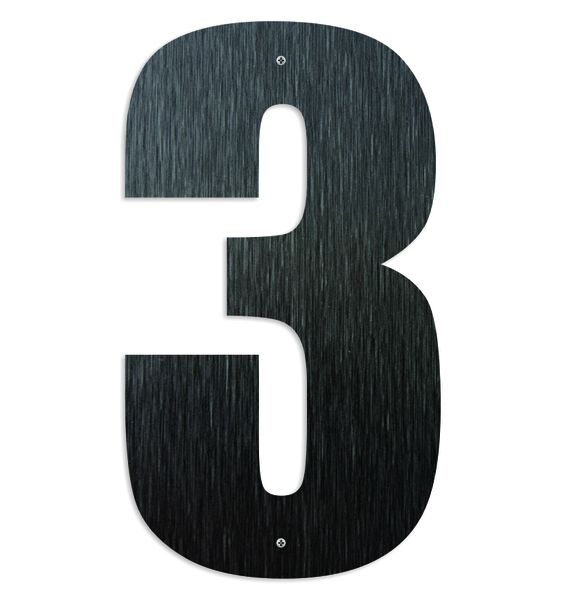 House Number 3 Black Brushed Steel