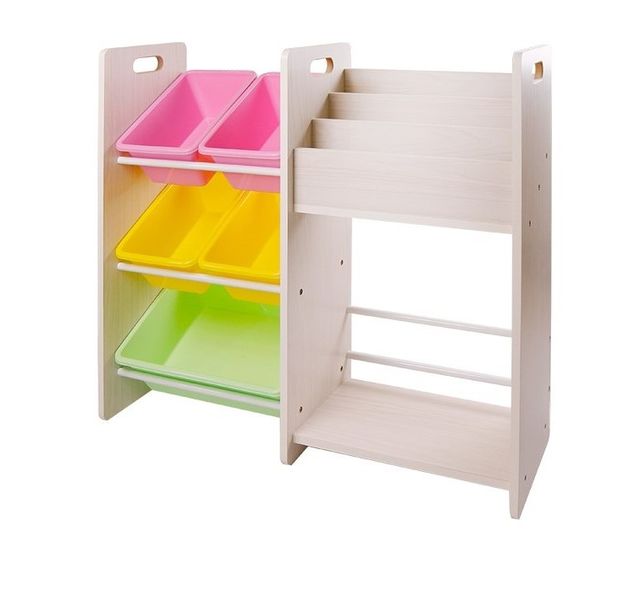 Book Rack &amp; 5 Bin Storage Organiser with School Bag Storage