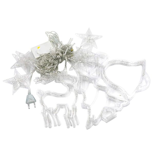 Hot Selling Star Jingle Bell Reindeer Christmas Curtain Lights 138LEDs 3M