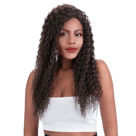 Magic Brown Easy Machine Made Long Curly Synthetic Hair Wigs